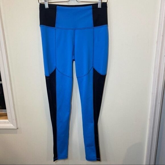 Lucy mesh detail workout leggings in blue medium - Picture 1 of 9